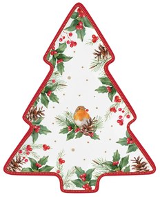 Karácsonyi porcelán fenyő alakú tálca Christmas Berries