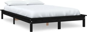 vidaXL Super King Size fekete tömör fenyőfa ágykeret 180 x 200 cm