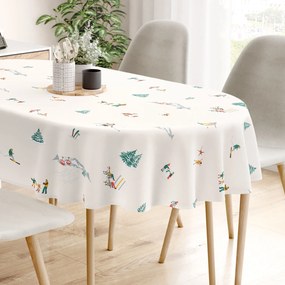 Goldea karácsonyi ovális pamut terítő - téli örömök 120 x 160 cm