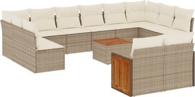 vidaXL 13 részes bézs polyrattan kerti ülőgarnitúra párnákkal