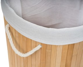 G21 szennyeskosár 55 l, bambusz kerek fehér kosárral