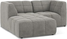 Szürke bársony sarokkanapé (bal oldali-heverő résszel) Aloha – Makamii