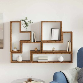 Fal Cube polcokkal Egyéb Régi fa 96 x 12 x 64 cm Faanyag
