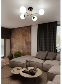 Csillár rúdon  MAGNUM 4xE14/10W/230V fehér/arany/fekete