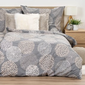 4Home Grey Petals pamut ágyneműhuzat, 160 x 200 cm, 70 x 80 cm, 160 x 200 cm, 70 x 80 cm