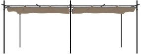 tópszínű pergola behúzható tetővel 589 x 292 x 230 cm