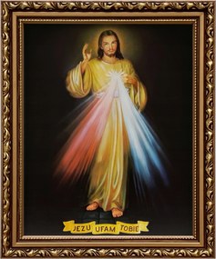 Vászonkép 29x24 Jézus Krisztus Jézus Bízom Benned Arany Díszített Keret