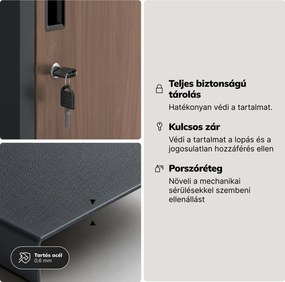 BHP öltözőszekrény, dolgozói, egyszemélyes, 2 rekesz akasztórúddal, antracit/dió, 316,5x1850x450 mm: IGOR 1 Plus Eco Design