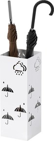 HOMCOM Acél Esernyőtartó 4 Akasztóval és Levehető Csepegtető Tálcával - Fehér Esőernyőtartó Előszobába és Irodába 15,5x15,5x41 cm | Aosom