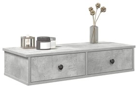 Falipolc fiókokkal betonszürke 80x31x17 cm műszaki fa