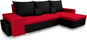 PETR Kinyitható sarokkanapé Piros/fekete