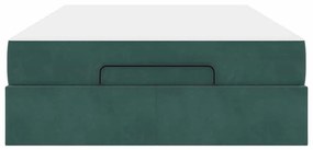 Ágykeret matracmal tárolóval Sötétzöld 120 x 200 cm Bársony