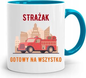 Kék Bögre Tűzoltónak Mindenre Kész, fényképes nyomattal