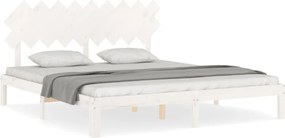vidaXL fehér tömör fa ágykeret fejtámlával Super King Size