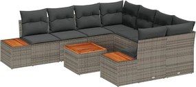 vidaXL Kerti Kanapé Szett párnával 9 pcs Szürke Poli rattan