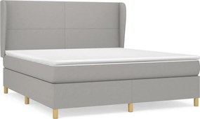 vidaXL világosszürke szövet rugós ágy matraccal 160 x 200 cm