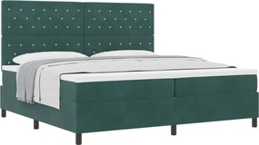 vidaXL Boxrugós ágy matracmal Sötétzöld 200 x 200 cm szövet