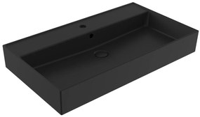 Mosdó SAT Infinitio 80,5x46,5 cm fekete színben matt felülettel középső nyílással SATINF8046BKM