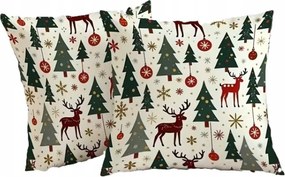 Dekoratív párnahuzat 40x40 cm karácsonyfa 2 db