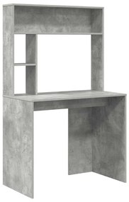 Asztal polcokkal Beton szürke 91 x 50 x 149 cm Faanyag