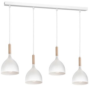 Csillár zsinóron NOAK WOOD 4xE27/15W/230V fehér/bükkfa