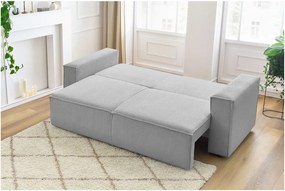 Világosszürke kordbársony kinyitható kanapé 245 cm Nihad – Bobochic Paris