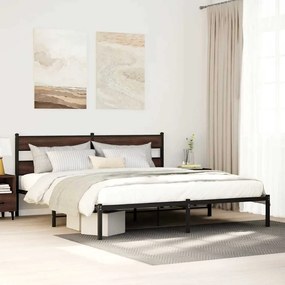 barna tölgy színű fejtámlás ágykeret matrac nélkül 180 x 200 cm