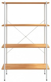 fehér és tölgyfa 4 szintes polcrendszer 80x40x130 cm