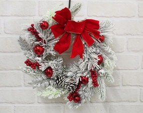 Karácsonyi koszorú masnival és gömbökkel 35cm