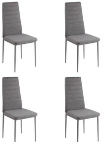 Montilla 4 személyes étkezőszett Coleta székekkel, Fehér - Szürke szövet N