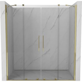 Mexen Velar Duo, nyitható tolóajtó 170x200 cm, 8mm átlátszó üveg, arany fényes, 871-170-000-02-50