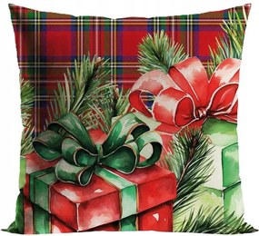 Karácsonyi Dekorációs Párnahuzat Ajándékok 40x40 cm Piros Glam