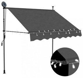 antracitszürke kézzel kihúzható LED-es napellenző 150 cm