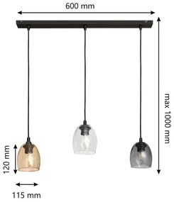 Csillár zsinóron BRILLANT 3xE27/15W/230V bézs/átlátszó/szürke