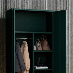 Gardróbszekrény FLAVIO, 800 x 1850 x 450 mm, Modern: palack zöld