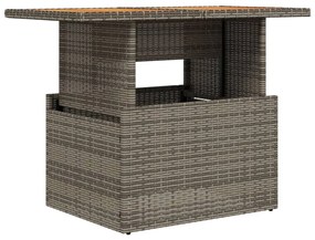 szürke polyrattan és akácfa kerti asztal 100 x 55 x 73 cm