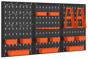 Fém szerszámtároló 9 rekesszel és akasztókkal