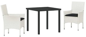 Kert étkező szett párnával 3 pcs Fehér Poli rattan