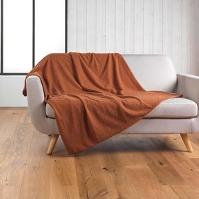 Pirosas narancssárga fleece takaró 180x220 cm Curly Wooly – douceur d'intérieur
