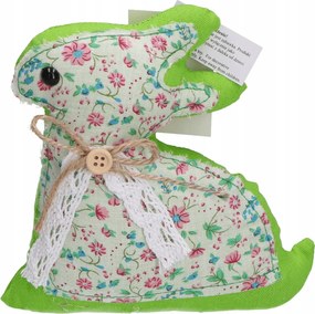 Húsvéti nyuszi virágokkal zöld 15cm