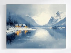 Poszter Skandinávia Norvégia Hegyek Fjord Tél Hó 80x60