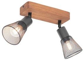 Ipari reflektor fekete fával, 2 lámpás - Kristina