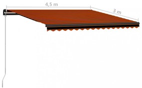 narancssárga és barna kézzel kihúzható napellenző 450 x 300 cm