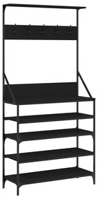 fekete ruhafogas cipőpolccal 90x34x184 cm
