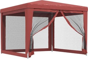 Piros HDPE rendezvénysátor 4 hálós oldalfallal 3x3 m