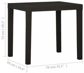 antracitszürke műanyag kerti asztal 79 x 65 x 72 cm