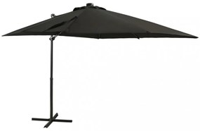 fekete konzolos napernyő rúddal és LED-fényekkel 250 cm