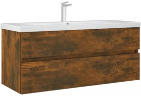 füstös tölgy színű szerelt fa mosdószekrény 100 x 38,5 x 45 cm