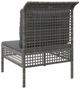 szürke polyrattan kerti középső kanapé párnával