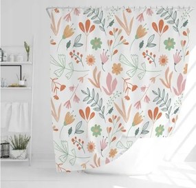 Virágmintás poliészter textil zuhanyfüggöny 180 x180 cm akasztók